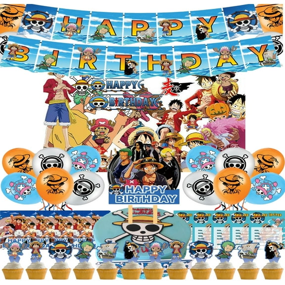 One Piece cartoon anime birthday party supplies birthday decorations, cartoon theme party favors including banners, backdrops, cake decorations