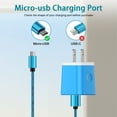 thumbnail image 7 of Fast Charger USB Adapter Charger with 6FT Micro USB Cable Fast Charging Android Charger, Braided Nylon Micro USB Cables for Samsung, Android Devices, Blue, 7 of 7