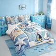 thumbnail image 2 of Erosebridal Ocean Nautical Sailboat 7-Piece Twin Bedding Sets,Kawaii Sea Starfish Vintage Rustic Farmhouse Bedding Comforter Set For Boys Girls,Reversible, 2 of 7
