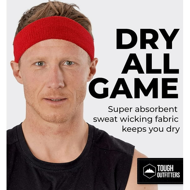 Sweat Headbands - Sweatbands for Men & Women - Terry Cloth Head