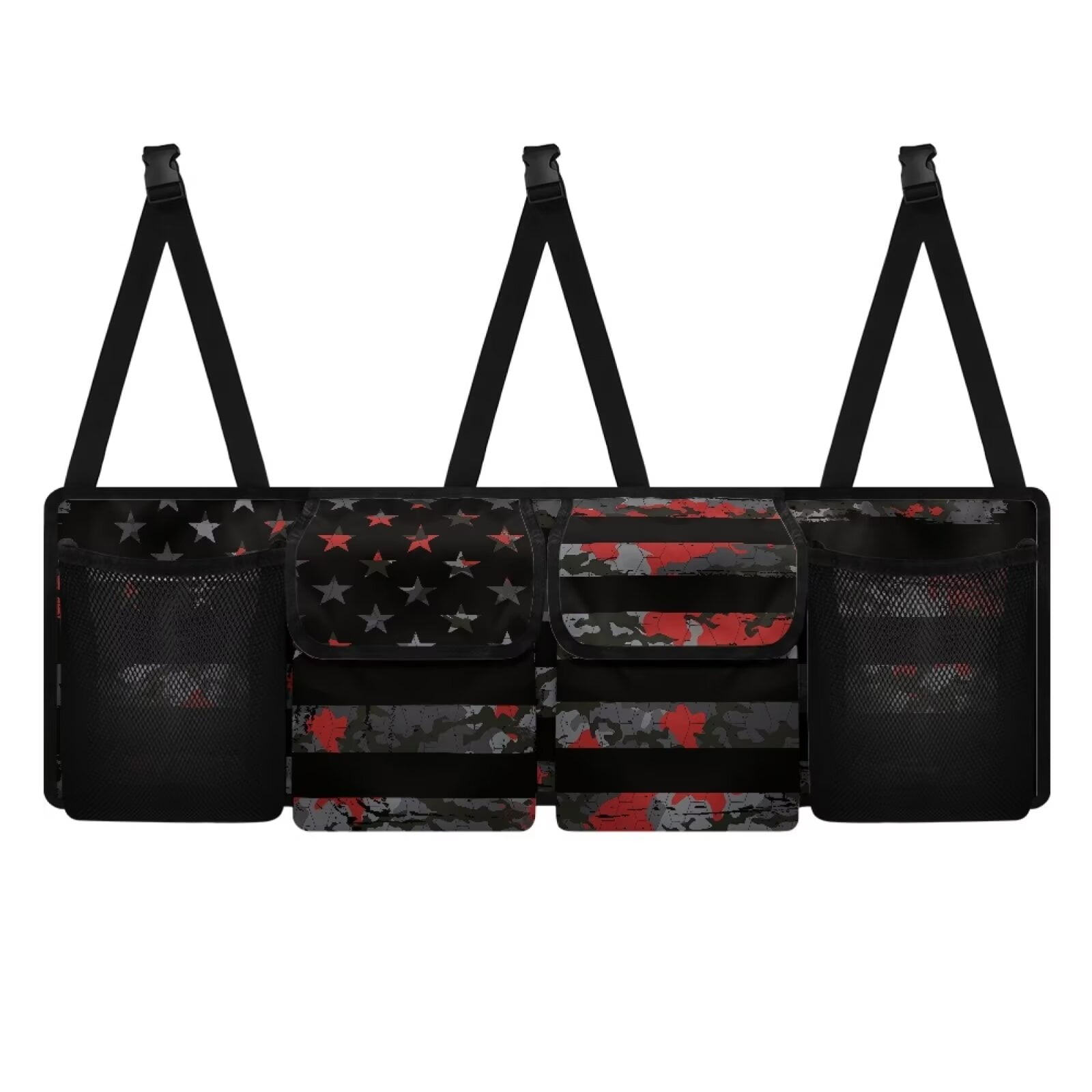 KUIFORTI Trunk Organizer Black American Flag Back Seat Car Organizer Stylish Car Organization Accessories Breathable Car Trunk Organizer for Sedan, SUV, Trucks, Van