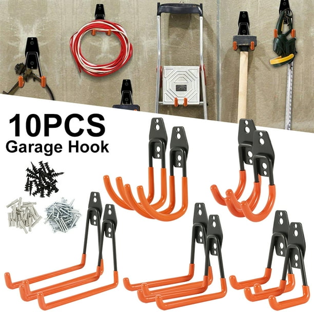 Pluokvzr 10pcs Iron Garage Hook Set Heavy Duty Garage Storage Hooks for