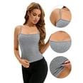 thumbnail image 3 of Unique Bargains Women's Spaghetti Strap Tank Top Basic Undershirt Ribbed Camisole L Grey, 3 of 6