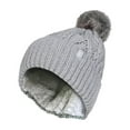 thumbnail image 1 of Porte-Chaleur - Bonnet à Pompons Côtelé pour Femmes avec Doublure en Polaire, 1 of 1