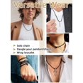 thumbnail image 5 of FindChic Men Waterproof Black Leather Cord Necklaces, Stainless Steel Chain Necklace 2mm Width 16-30 inch Waxed Rope Chain to Match Pendant for Dad Son, with Gift Box, 5 of 9