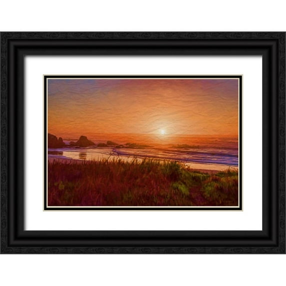 Murdock, Ramona 14x11 Black Ornate Wood Framed with Double Matting Museum Art Print Titled - Beach Color