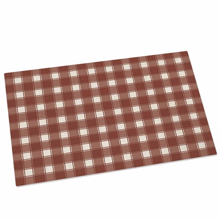 Vintage Red Brown Plaid Door Mat 16x24 Inch Country Pastoral Farmhouse Checkered Plaid Entryway Rug with Non-Slip Rubber Front Door Mat Indoor Floor Mats for Living Room Bathroom Bedroom Home Office