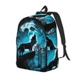 thumbnail image 1 of Disketp Sac à Dos en Toile Loup Pleine Lune Bleu pour Randonnée, Camping, Voyage et Usage Quotidien-Petit, 1 of 5