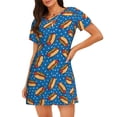 thumbnail image 1 of Fotbe Hot Dog 1 Bata de Dormir para Mujer con Estampado, Camisón de Algodón de Manga Corta, Ropa de Dormir Casual, 1 of 6
