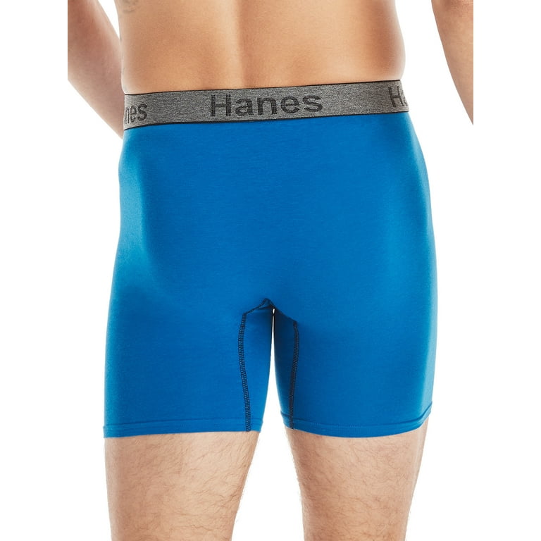 Hanes Ultimate Men's Comfort Flex Fit Odor Control Boxer Briefs (3 Pack),  Sky Blue/Multi-color Stripe/Black Leaf Print, Large price in Saudi Arabia,  Saudi Arabia