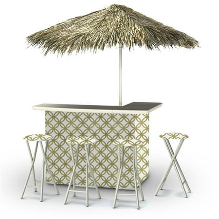 Best of Times 2003W2107-GWP Eternity Circles Palapa Portable Bar & 6 ft. Square Palapa Umbrella, Gold &