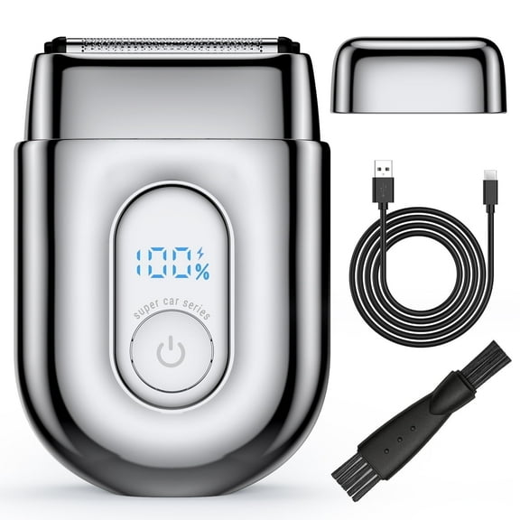 HOOICB Electric Razor for Men, Mini Electric Foil Shavers with LED Display, IPX7 Waterproof Wet Dry Beard Trimmer Grooming Kit for Travel