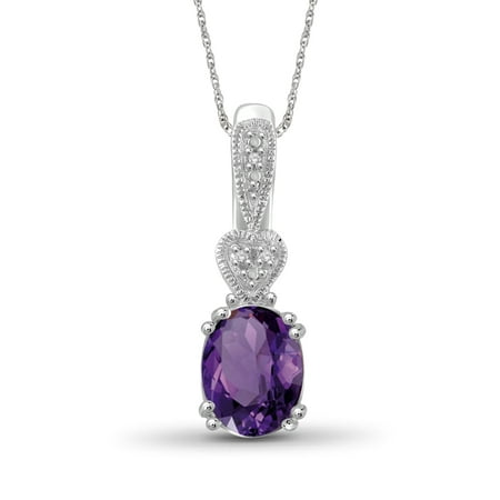 1.65 Carat T.W. Amethyst Gemstone and Accent White Diamond Pendant, 18