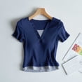 thumbnail image 1 of Pijama de manga corta para mujer, de verano, ligero y transpirable, con almohadillas para el pecho y camisetas de manga corta. Pijama de poliéster para mujer., 1 of 3