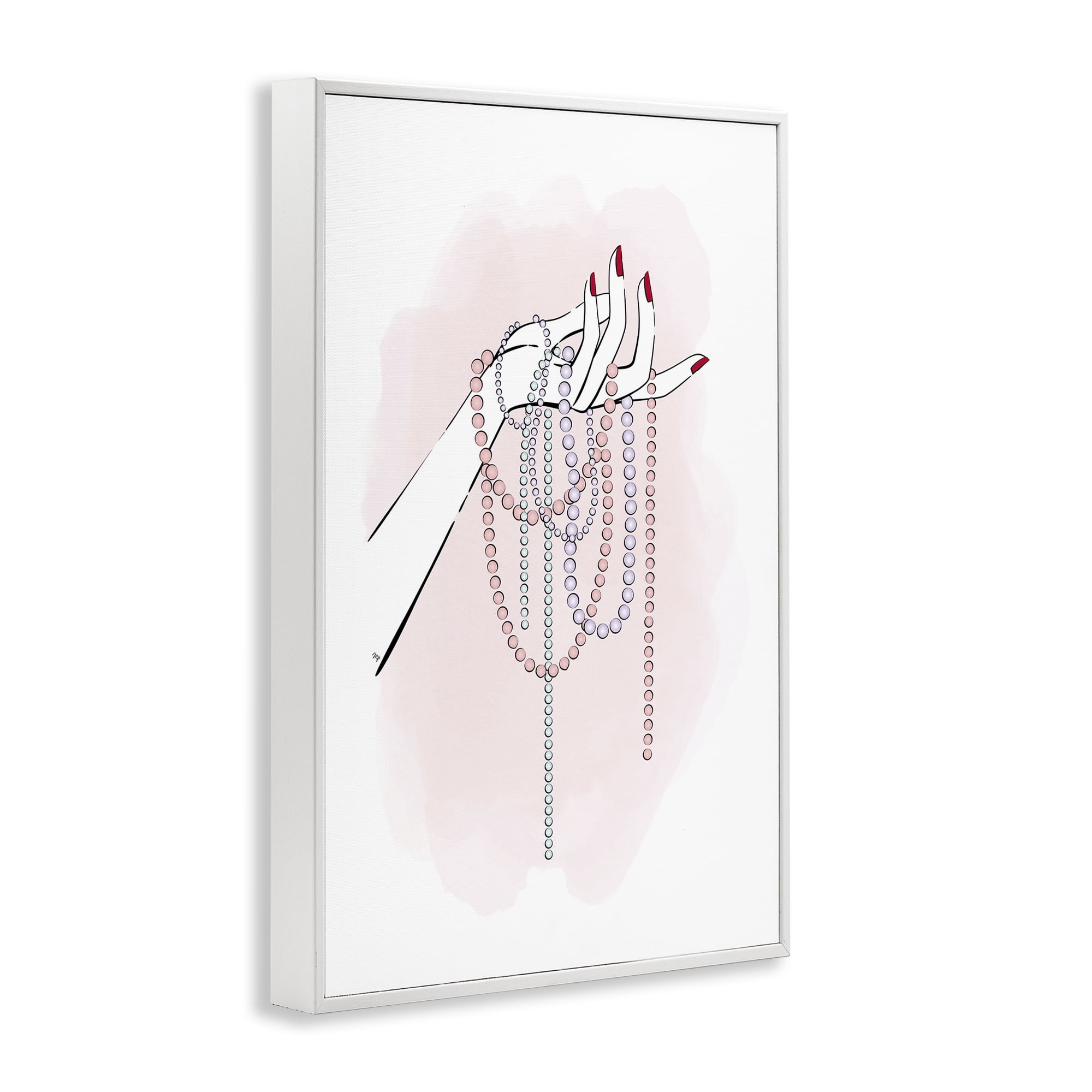 Stupell Industries Holding Beaded Jewelry Novelty Painting White Framed Art Print Wall Art, 16 x 24
