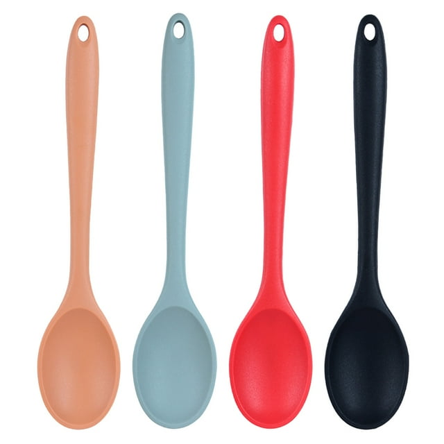 4 Pcs Silicone Spoons for Cooking Heat Resistant, Hygienic Design Cooking Utensi Mixing Spoons