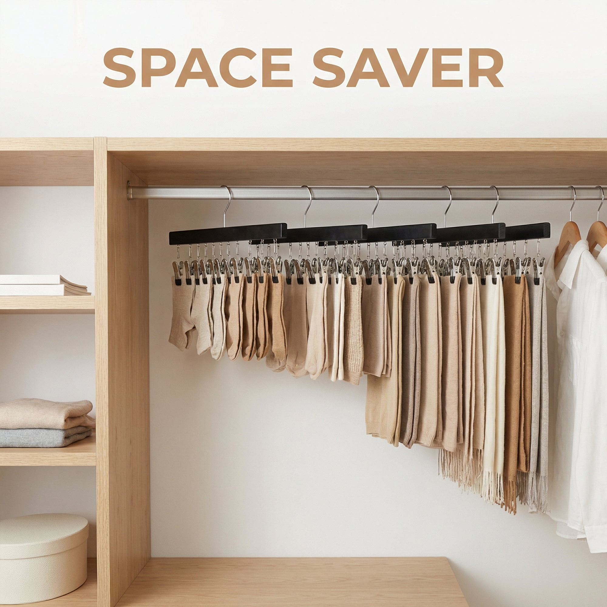 Unique Bargains Space Saving Wood Hat Hangers With 12 Hooks Black