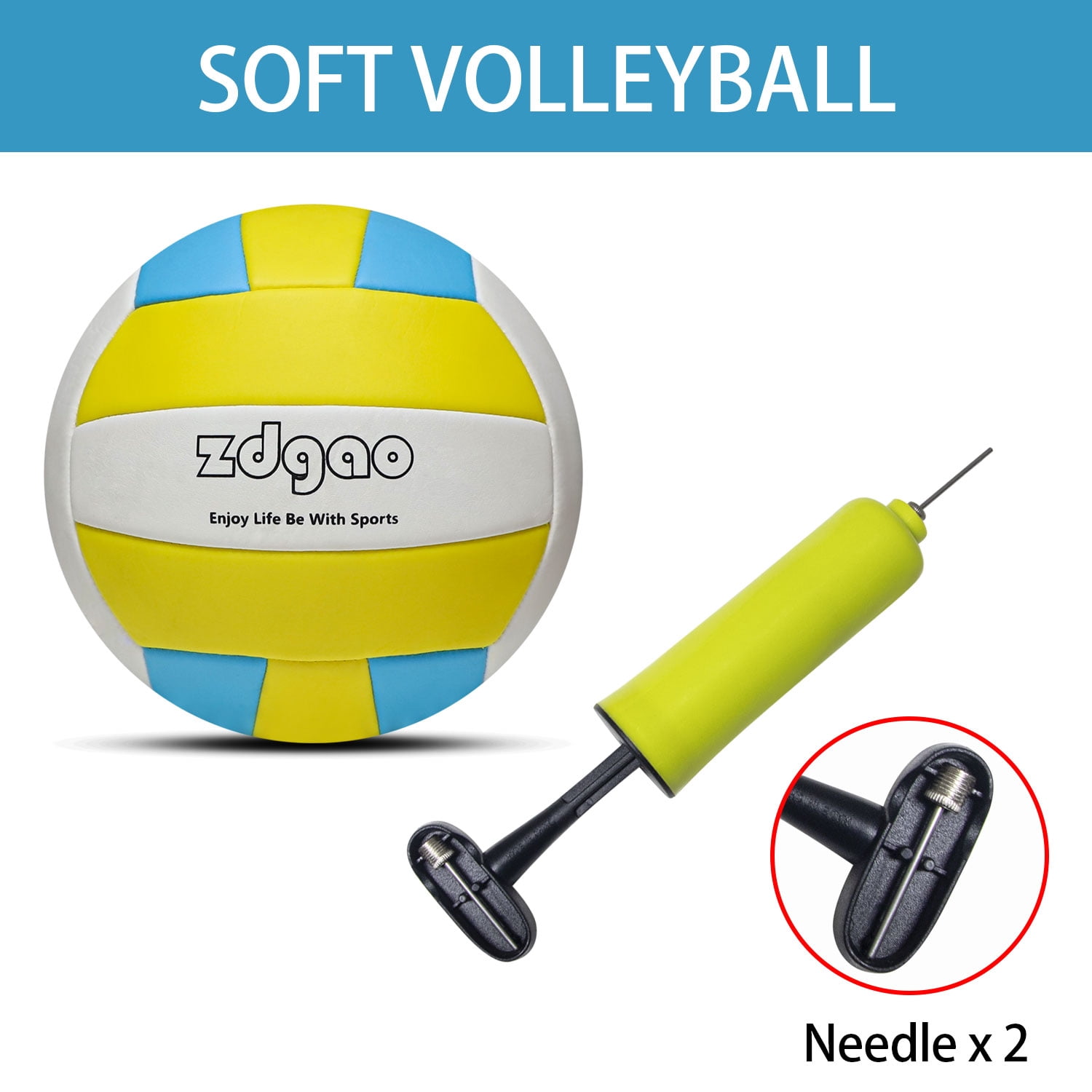 Zdgao Complete Volleyball Set with Net, Volleyball, Boundary Line, and Carry Bag for Sand, Lawn