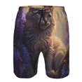 thumbnail image 3 of Fotbe Purple Flower Lazy Cat Trajes de Baño Estampados para Hombre, Shorts de Verano de Secado Rápido, Ropa de Playa, Bañadores-Medium, 3 of 6