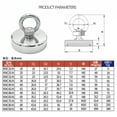 thumbnail image 6 of D16~D42mm Super Strong Neodymium Fishing Hook N52 Heavy Duty Rare Earth Neodymium with Countersunk Hole Eyebolt Salvage Magnetic, 6 of 9
