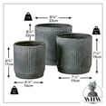 thumbnail image 4 of WHW Whole House Worlds Rustic Round Planters, Set of 3, Corrugated Bellies, 8.75, 7.75, and 6.75, Galvanized Grey Patina Over Iron, 4 of 11