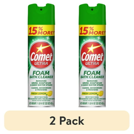 (2 pack) Comet Foam Bathroom Cleaner, Lemon Fresh Scent, 22 ounce