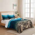 thumbnail image 5 of Full Quilt Set 78''x90'', Light Blue Ocean Waves Lightweight Bedspread Coverlet Set with 2 Pillow Shams, Summer Beach Coastal Abstract Breathable All Season Quilt Bedding for Bedroom/Guest Room, 5 of 9