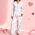 thumbnail image 4 of Womens Pajama Sets Cotton Long Sleeve Button Down Cute Heart Print Matching Valentines Sleepwear, 4 of 5