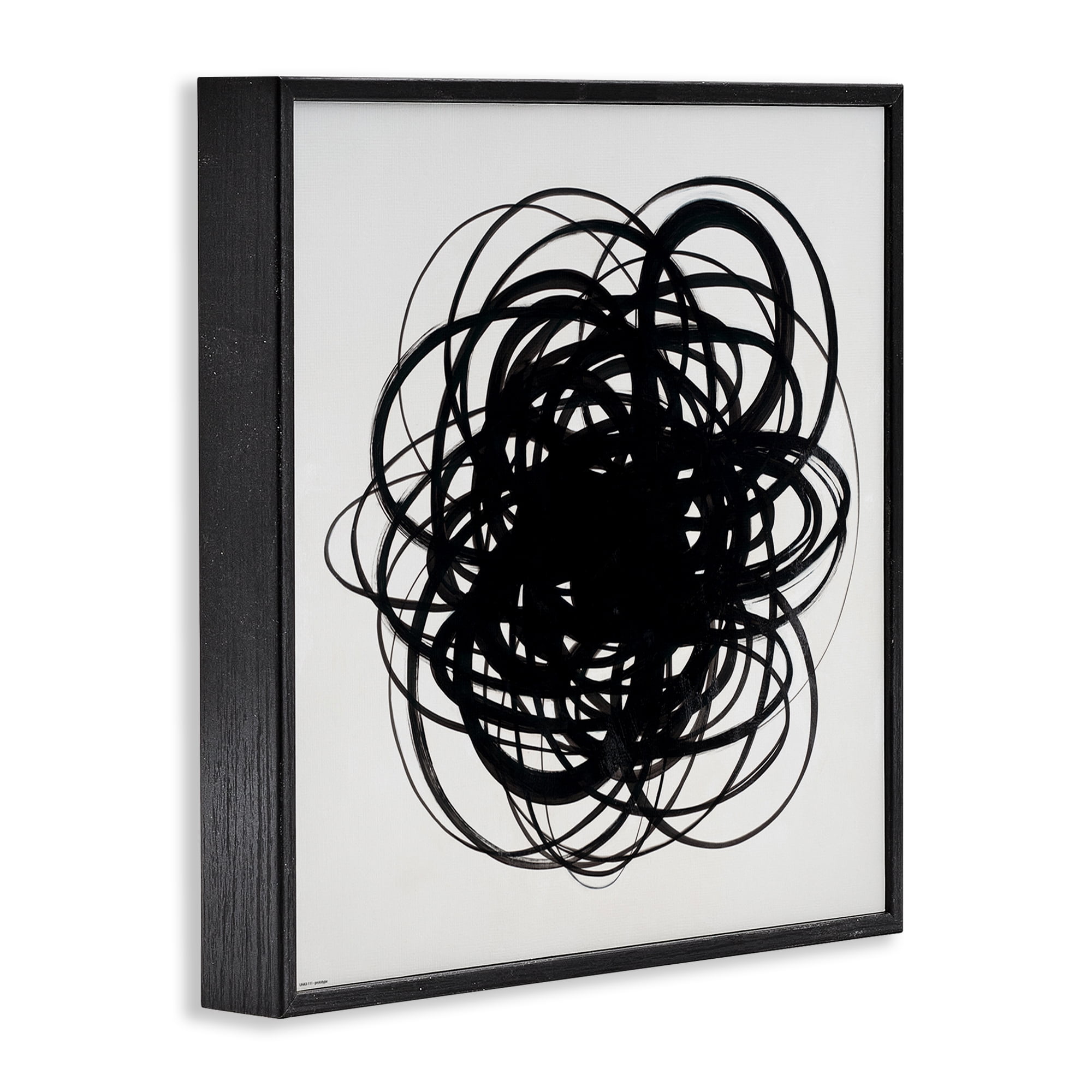 Stupell Industries Black Chaotic Scribble Abstract Painting Black Framed Art Print Wall Art, 17 x 17