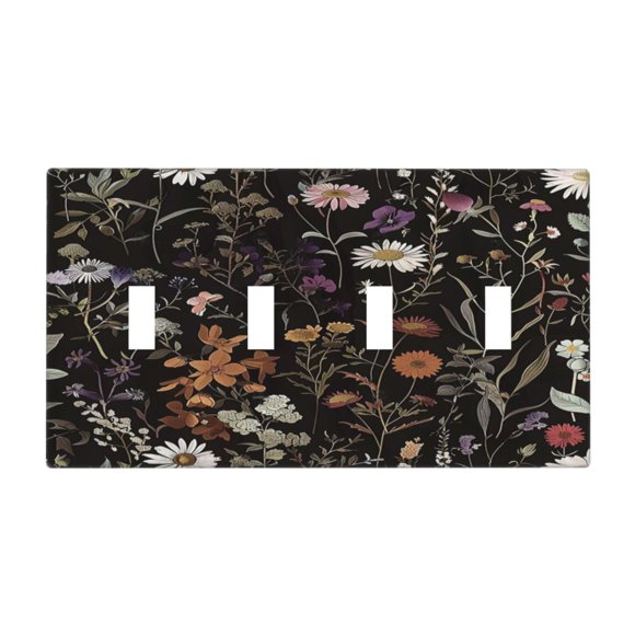 Cubierta para interruptor de luz Oilbiexn de 4 módulos, diseño floral vintage