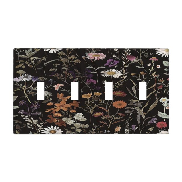 Cubierta para interruptor de luz Oilbiexn de 4 módulos, diseño floral vintage