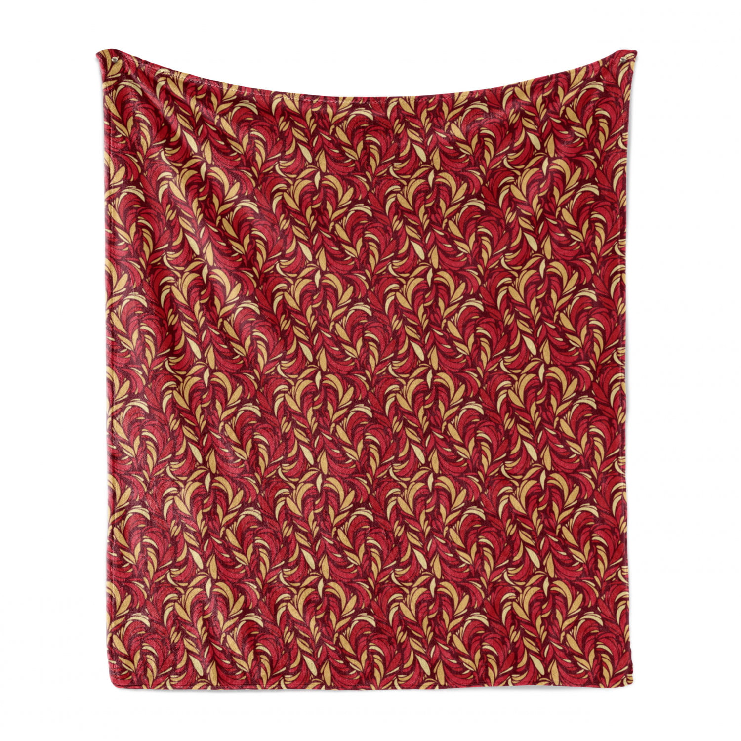 Cozy Plush for Indoor and Outdoor Use Ambesonne Leaves Soft Flannel Fleece Throw Blanket Abstract Colored Foliage Pattern with Coming of The Spring Theme Image 50 x 70 Vermilion Ruby Beige 