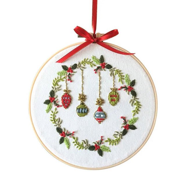 Kit de bordado de Feliz Navidad, patrón de alce, costura artesanal para principiantes, punto de cruz, arte artesanal con aro