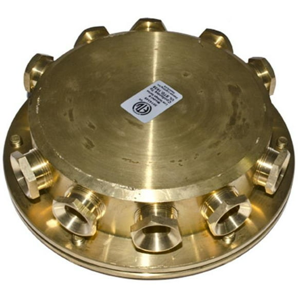 Dabmar Lighting UWB-10 10Ways Underwater Junction Box, Brass - 1.58 x 5.50 x 5.50 in.