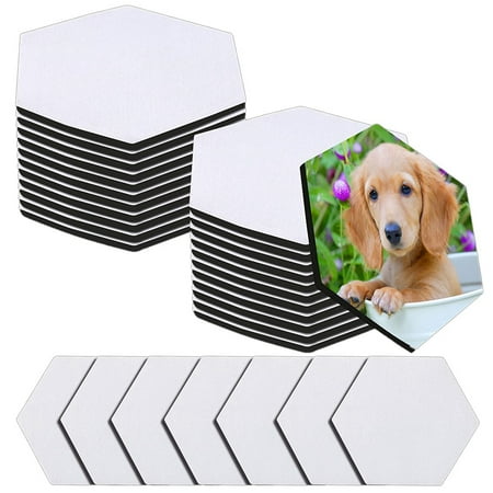 

30 Pieces Sublimation Cup Coasters Blank Cup Mat Rubber for Sublimation Transfer Heat Press Printing DIY Crafts Hexagon