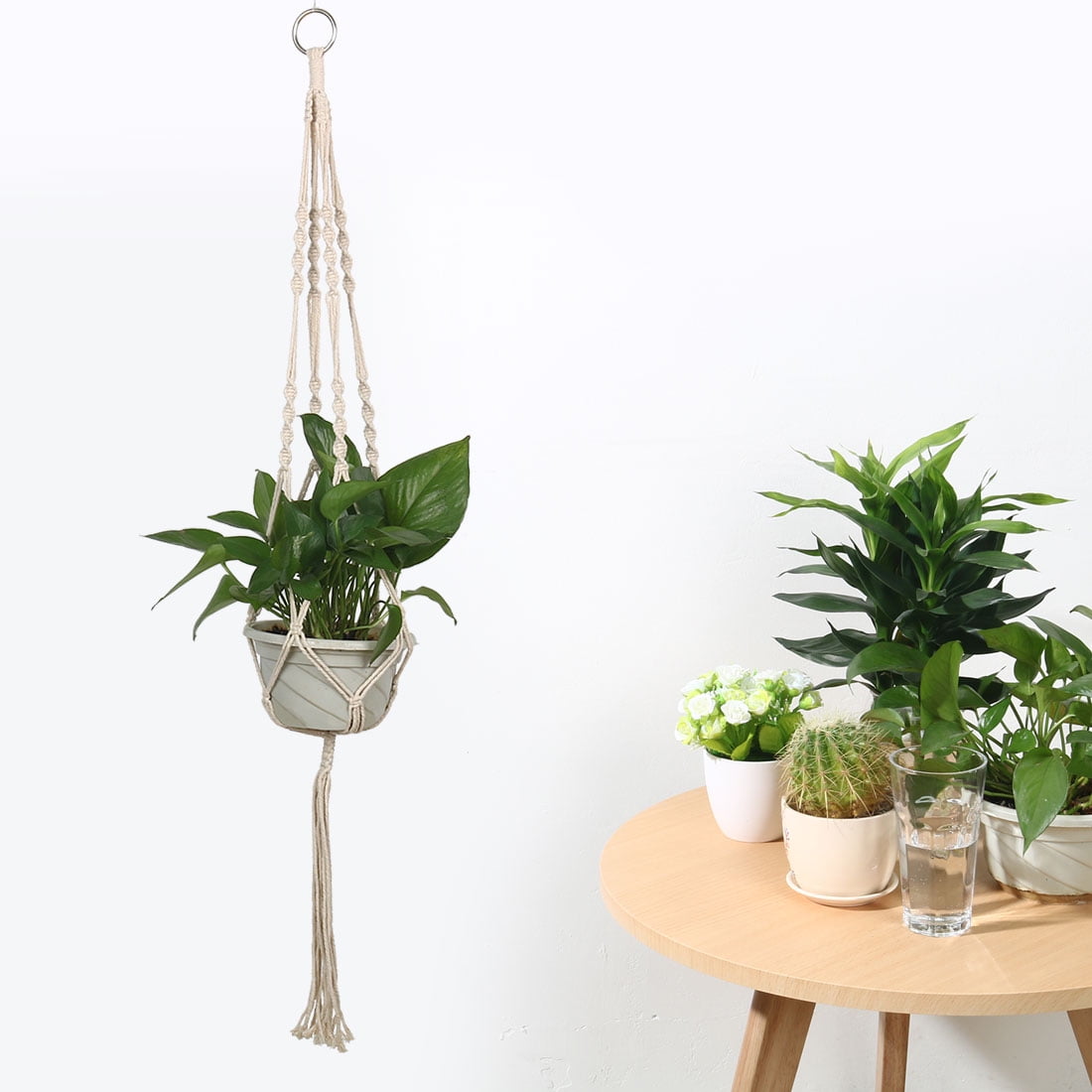 Plant Hanger Flower Pot Holder DIY Hanging Rope Beige 39.4 Inch
