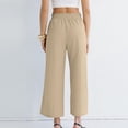 thumbnail image 4 of Womens Cotton Linen Palazzo Pants Drawstring Elastic Waist Casual Wide Leg Trousers with Pockets Spring Summer Fashion, 4 of 5