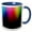 Blue/White, variant on 3drose, Rainbow of Colors and Light - Multi Colors Span This Creative Rainbow Styled Design, 15oz Two-tone Black Mug