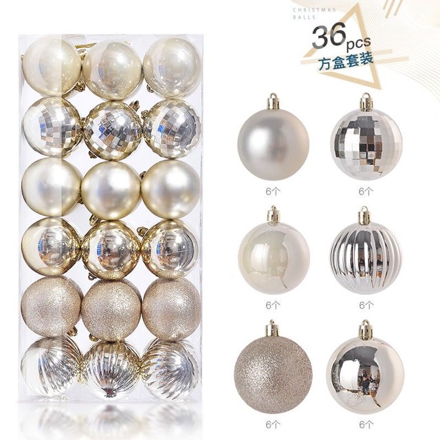 Venta al por mayor Navidad nueva forma especial 36 Uds galvanoplastia plástico clásico árbol de Navidad adornos de bolas Decoración