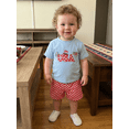 thumbnail image 3 of BemeyourBBs Toddler Baby Boy 4th of July Outfits Patriot Independent Day Short Sleeve USA Flag Letter Embroidery T Shirt and Plaid Shorts Set Toddler Boys Summer Clothes, 3 of 9