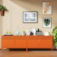 thumbnail image 4 of Elegant Metal Storage Cabinet, Accent Cabinet with 2 Doors and Shelves,Multipurpose 2 Tier Low Metal Locker Storage for Home and Office,Orange, 4 of 7