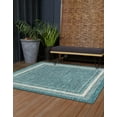 thumbnail image 3 of Unique Loom Outdoor Border Collection Area Rug - Soft Border (13' 1" Square Teal/Ivory), 3 of 11