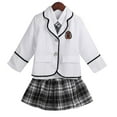 thumbnail image 5 of XUNZOO Big Girls Girls British Winter School Uniform Long Sleeves Shirt Blazer Suit with Mini Skirt White 110, 5 of 5