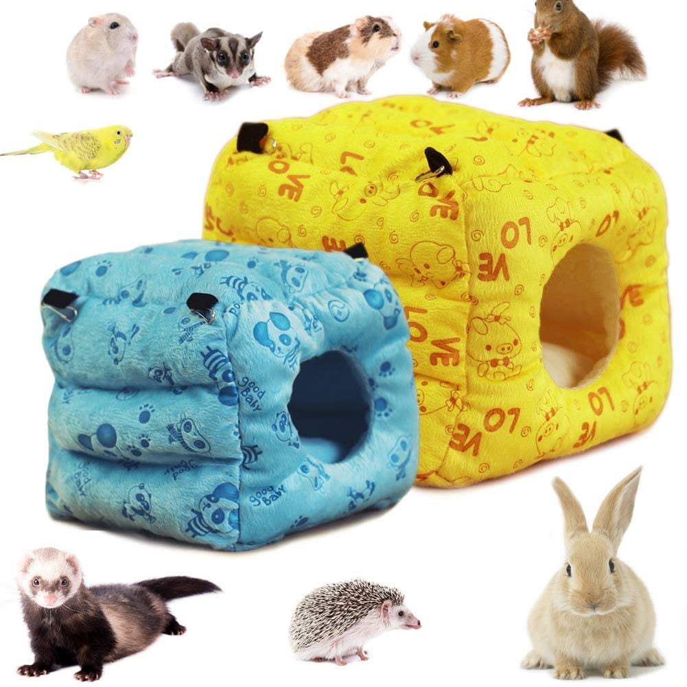 LeerKing Hamster Guinea Pig Bed Hanging Hamster Hideout Cage Accessories Small Animal Cave House Ferret Squirrel Hut with Cushion 