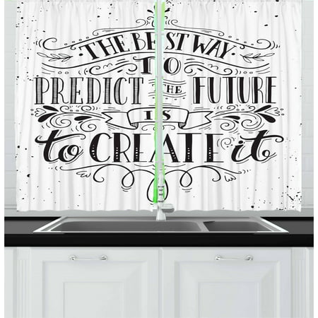 Inspirational Curtains 2 Panels Set, Calligraphy Font of the Best Way to Predict Future is to Create It Quote, Window Drapes for Living Room Bedroom, 55W X 39L Inches, Black and White, by (Best Font Windows 7)