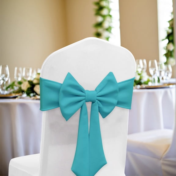 Upgraded Ties-free Bow Elastic Chair Back Decoration Hotel Banquet Thickened Elastic Chair Back Flower Ties Chair Cover Decoration Q