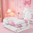 thumbnail image 5 of meiyoeat Bow Alphabet B Zipper Twin Comforter Sets with Fitted Sheet and 2 Pillowcases For Girls,Kids Pink Coquette Bowknot Zipper Bedding Set,Pink Reversible,4-Piece, 5 of 7