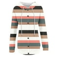 thumbnail image 4 of Usmixi Winter Womens Sweatshirt Coat Womens Button Hooded Jacket Long Sleeve Loose Lightweight Fall Outerwear Fashion Striped Print Drawstring Hoodies Coat 2025 Sweatshirt Coat, 4 of 5
