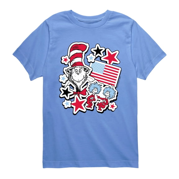 The Cat in the Hat - Americana Stickers - Youth Boys Short Sleeve Graphic T-Shirt