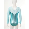 thumbnail image 6 of Jizyo Kids Girls Shiny Gymnastics Jumpsuit Rhinestone Dance Leotard Ballet Mesh Bodysuit with Ice Blue Green 6, 6 of 7